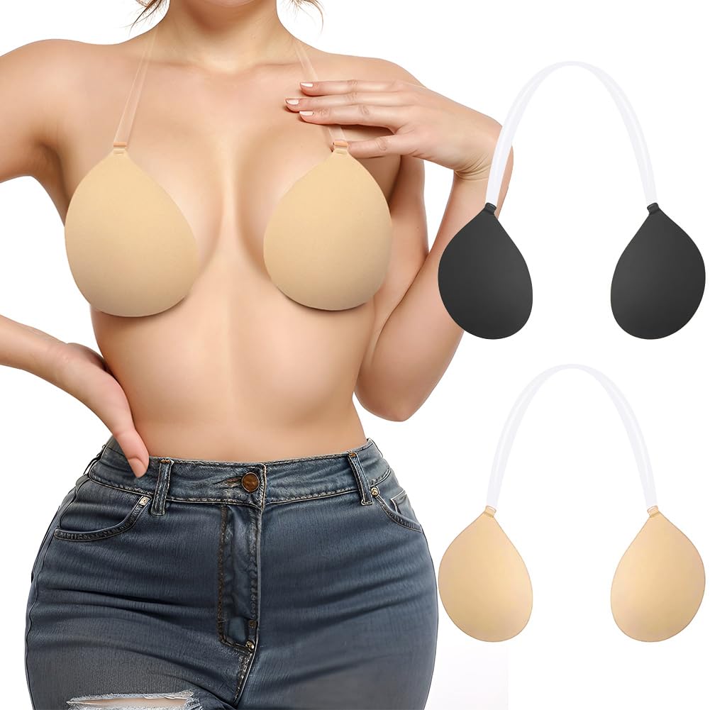 Invisible Adhesive Bra Sticky Strapless Bra with Halter Neck Strap