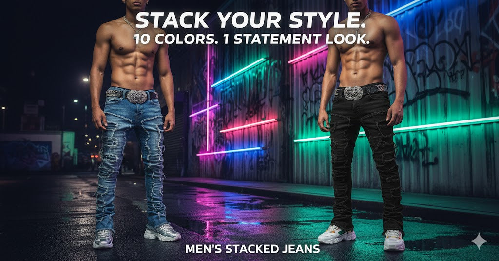 Stacked Jeans for Men: Destroyed Skinny Jeans in 10 Colors – Y2K Goth & Hip Hop Denim Style Guide
