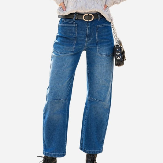 Barrel Jeans for Women High Waisted Wide Leg Baggy Denim Trousers