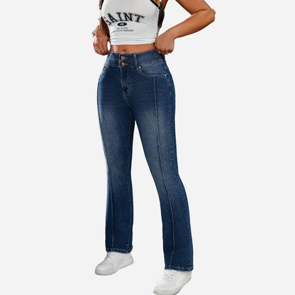 High waist stretch flare jeans for women slim fit bootcut denim pants, side view