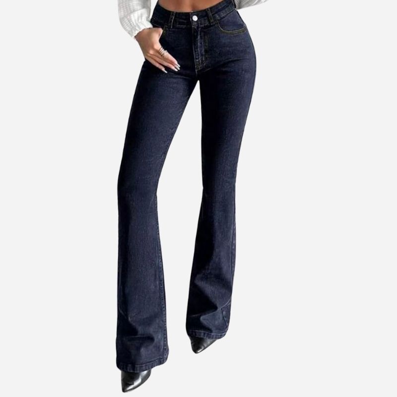 High rise bell bottom jeans for women slim fit flare bootcut denim pants