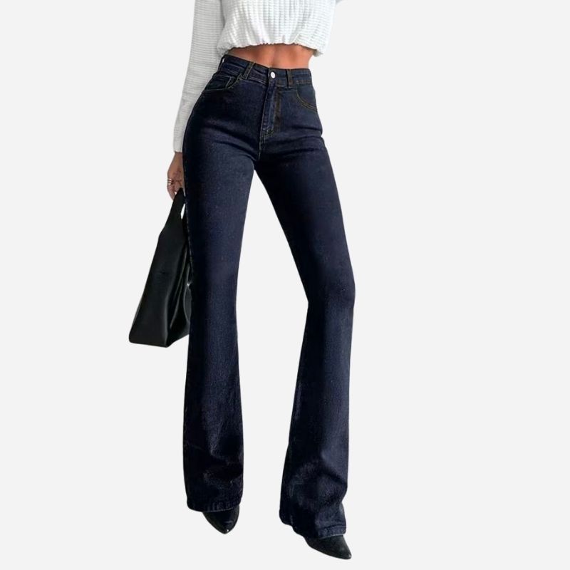 Bell bottom jeans for women slim fit flare bootcut denim pants, front view