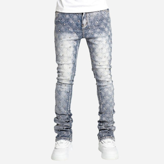 Men's Pearl Studded Stacked Jeans