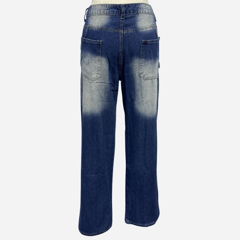 Men’s Baggy Wide Leg Straight Jeans Streetwear Loose Fit Denim Pants