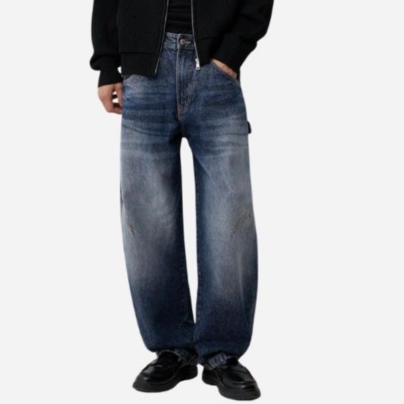 Men’s Baggy Wide Leg Straight Jeans Streetwear Loose Fit Denim Pants
