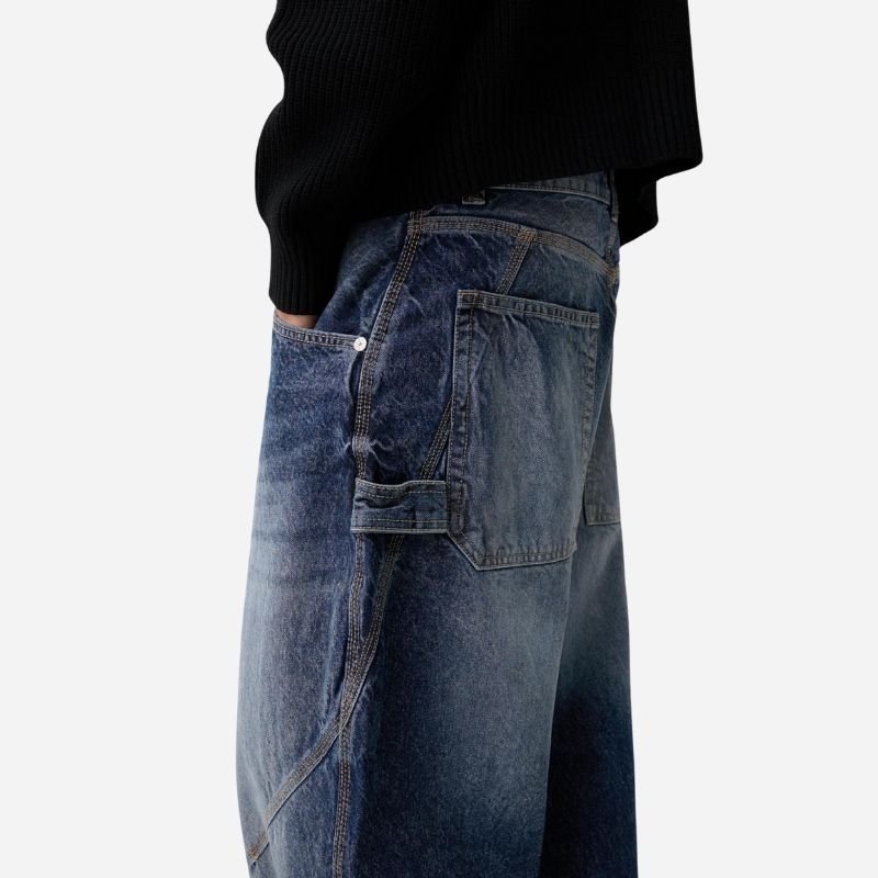 Men’s Baggy Wide Leg Straight Jeans Streetwear Loose Fit Denim Pants