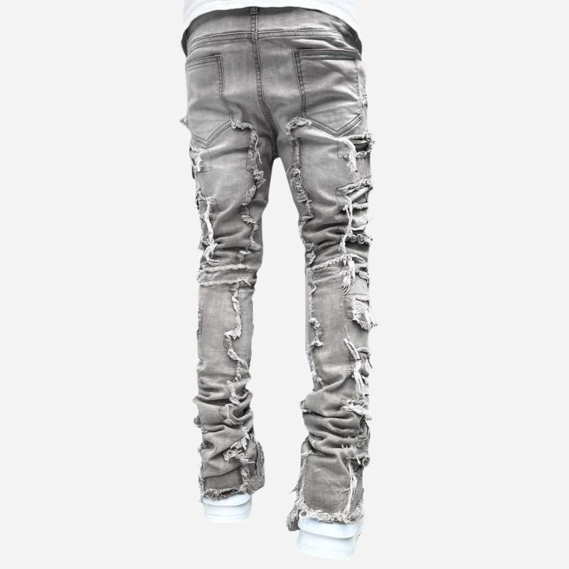 Stacked jeans men‘s skinny denim pants in navy, back view