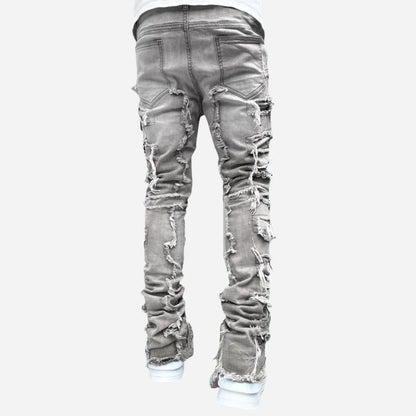 Stacked jeans men‘s skinny denim pants in navy, back view