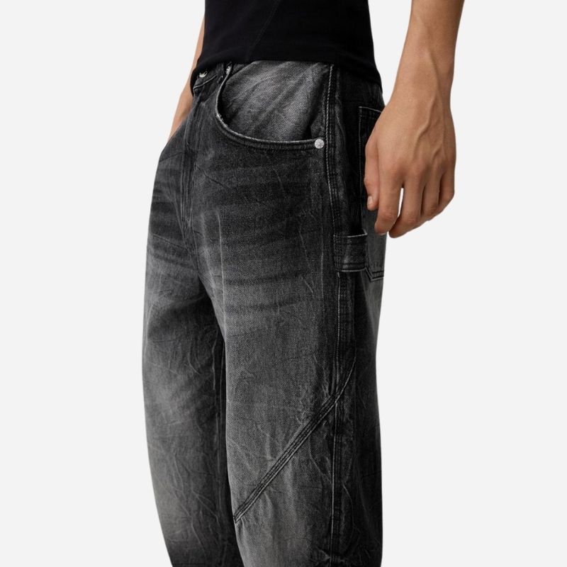Men’s Baggy Wide Leg Straight Jeans Streetwear Loose Fit Denim Pants