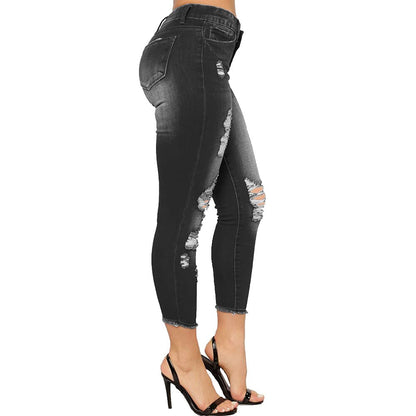 Women's High Waisted Jeans for Women Ripped Stretch Skinny Butt Lifting Jeans Distressed Jeans Pants black color
