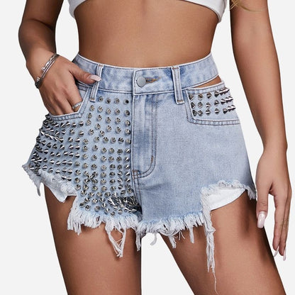 Women’s studded denim shorts