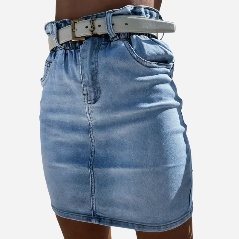 Women’s High Waist Denim Skirt Elastic Waist Bodycon Jean Slim Fit Pencil Skirt