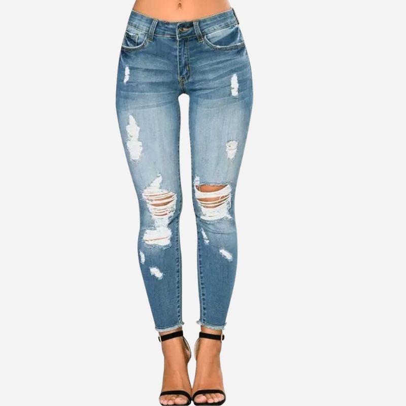 Women's High Waisted Jeans for Women Ripped Stretch Skinny Butt Lifting Jeans Distressed Jeans Pants blue color