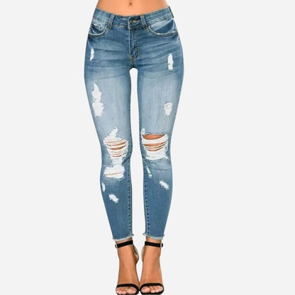 Women's High Waisted Jeans for Women Ripped Stretch Skinny Butt Lifting Jeans Distressed Jeans Pants blue color